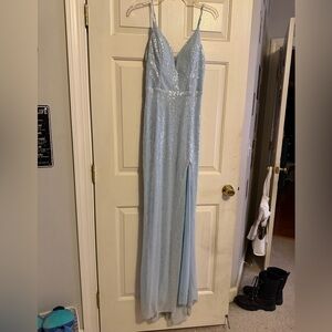 Elegant Light Blue Sequin Gown